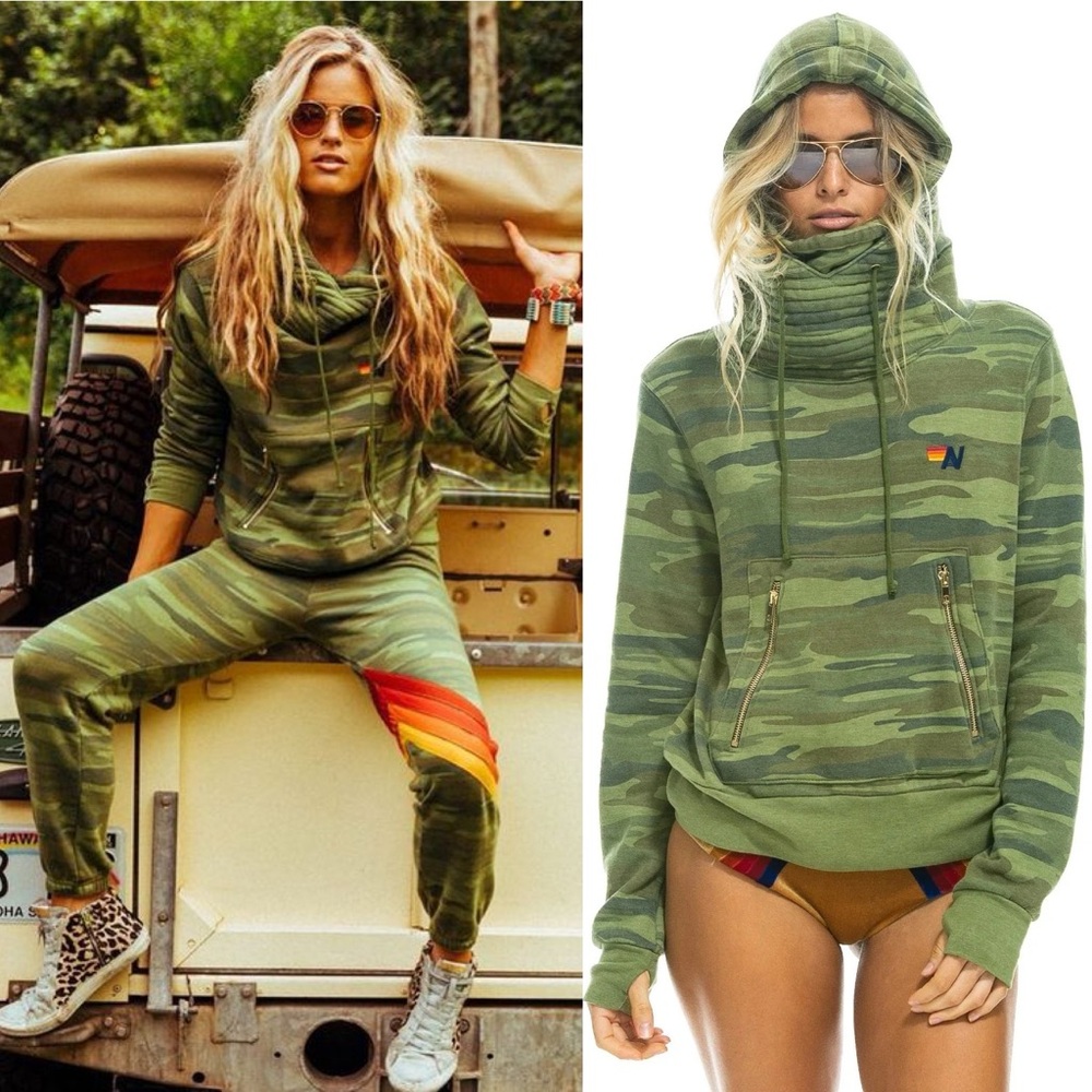Aviator Nation ninja hoodie camo XS EUC